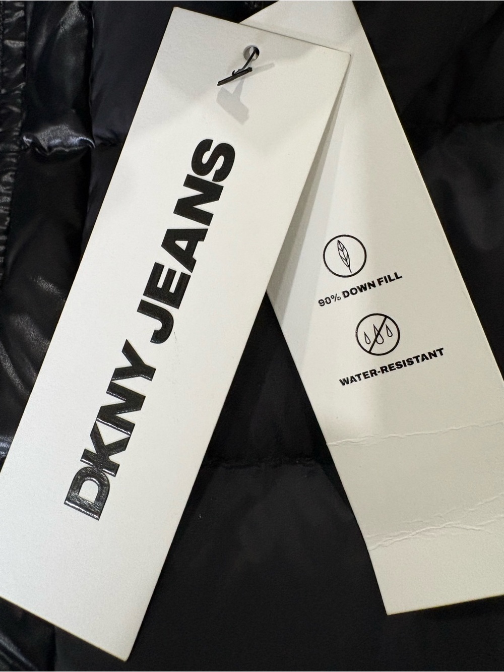 NWT DKNY Jeans Long Hooded Puffer Coat Black S - Picture 11 of 14